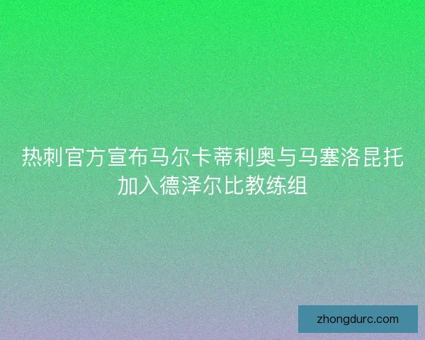 热刺官方宣布马尔卡蒂利奥与马塞洛昆托加入德泽尔比教练组